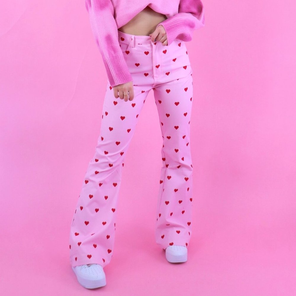 Colorful Natalie Pink Heart Pants